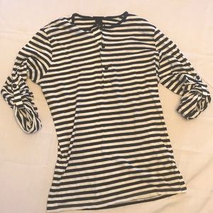 Navy Blue and White Striped Henley